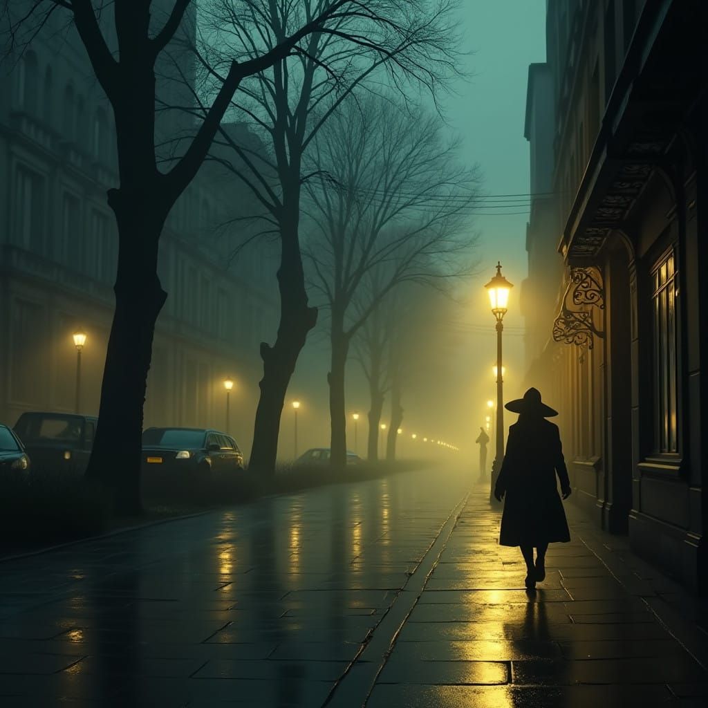 Rainy City Night in Neon Hues