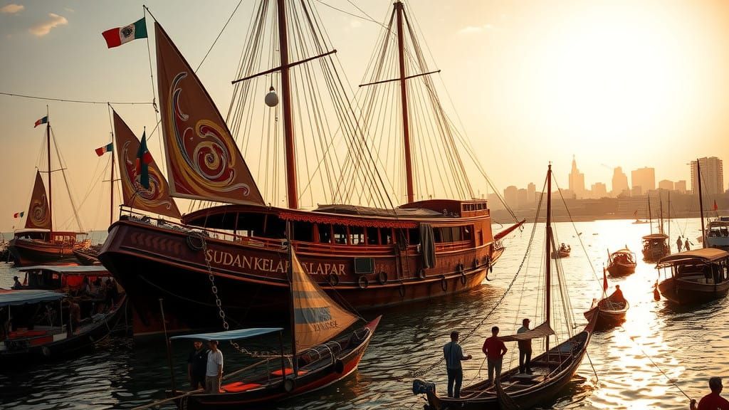 Historic Sunda Kelapa Trade Vessel in Ancient Jakarta Harbor