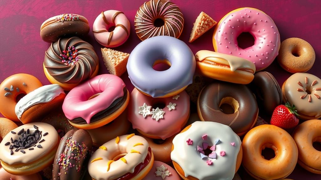 Surreal Donut Landscape in Whimsical Composition