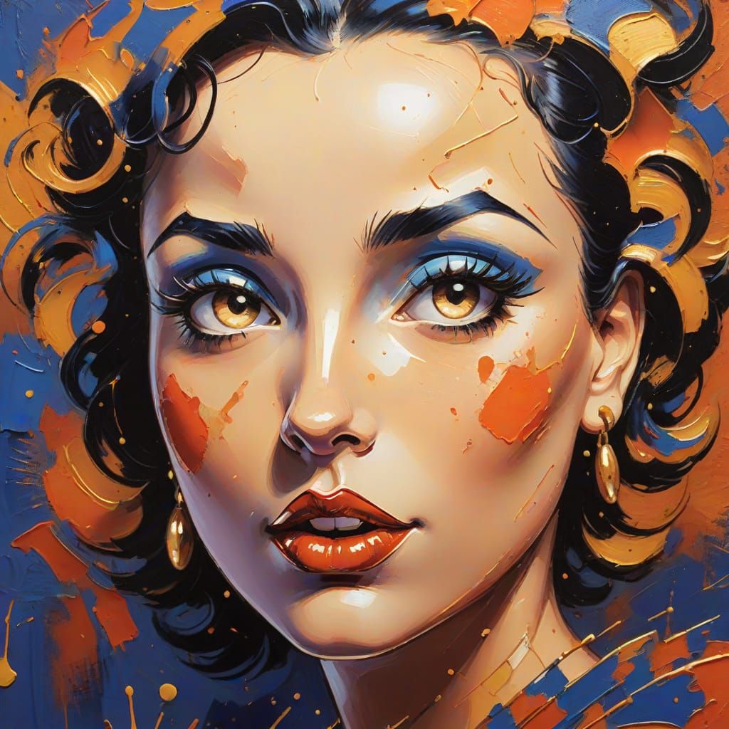 Betty Boop Dances: Abstract Expressionist Fauvist Portrait