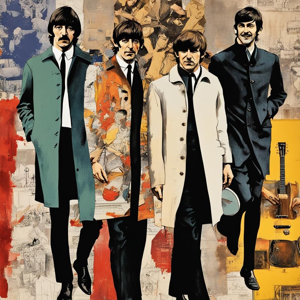The Beatles as Mid-Century Modern Art Collage