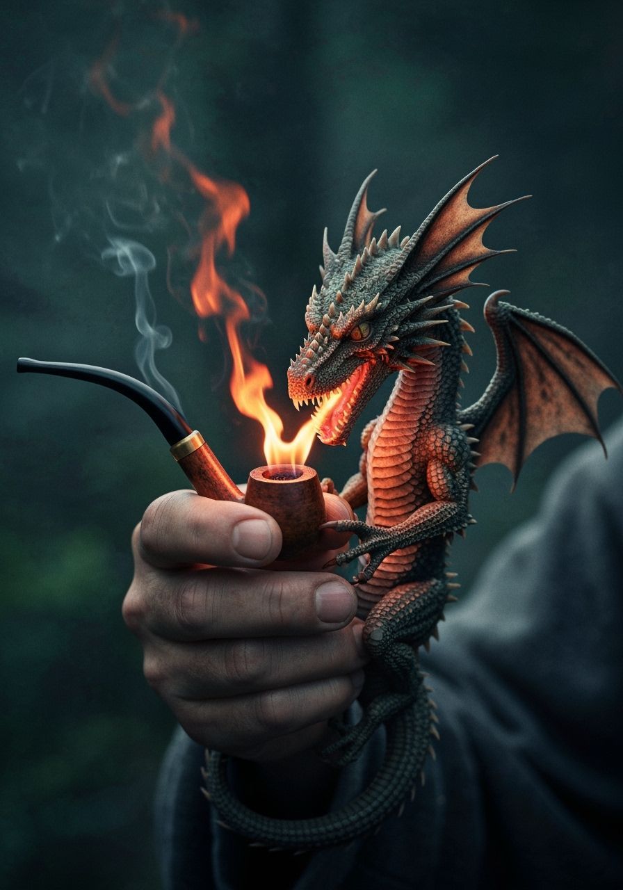 Miniature Dragon Lights Pipe: Hyper-Realistic Close-Up