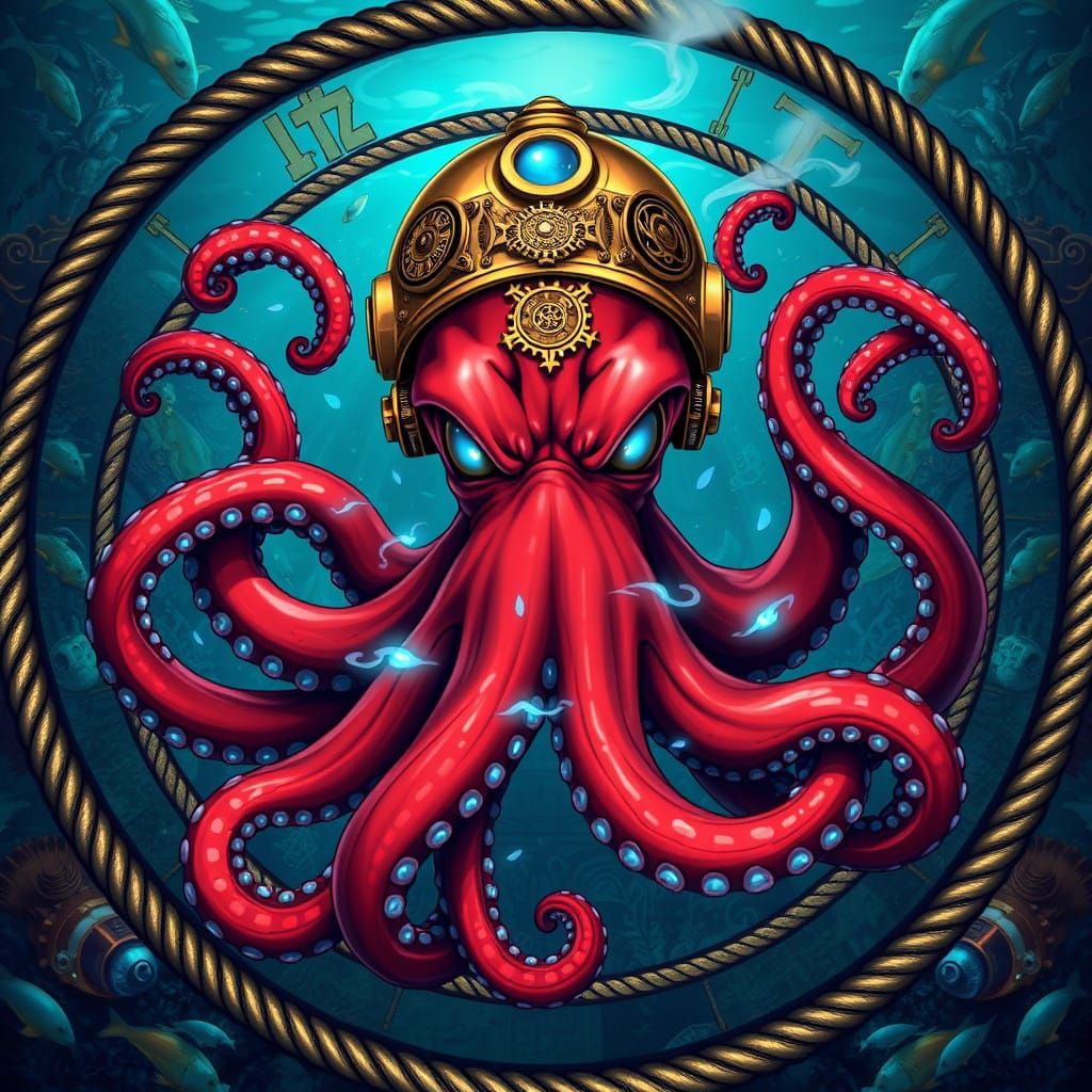 Steampunk Octopus in Epic Fantasy Style