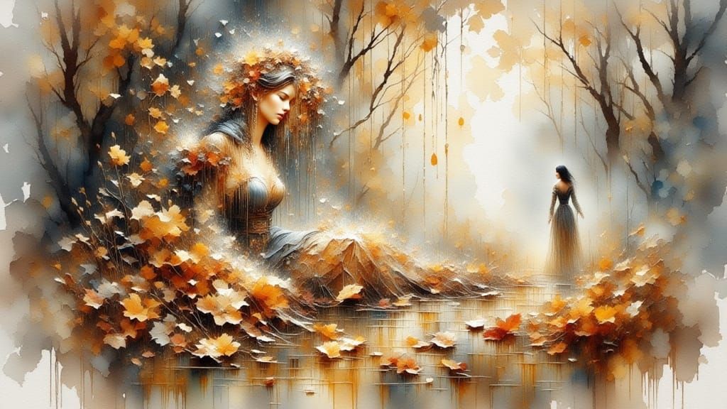 Golden tears on a misty lake