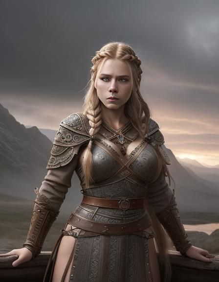 Beautiful Viking Woman in Detailed Digital Painting