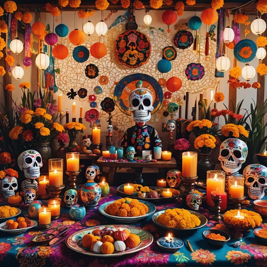 Colorful Cultural Celebration in Folk Art Style