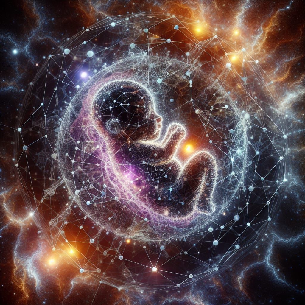 Intricate Molecular Fetus in Cosmic Starscape