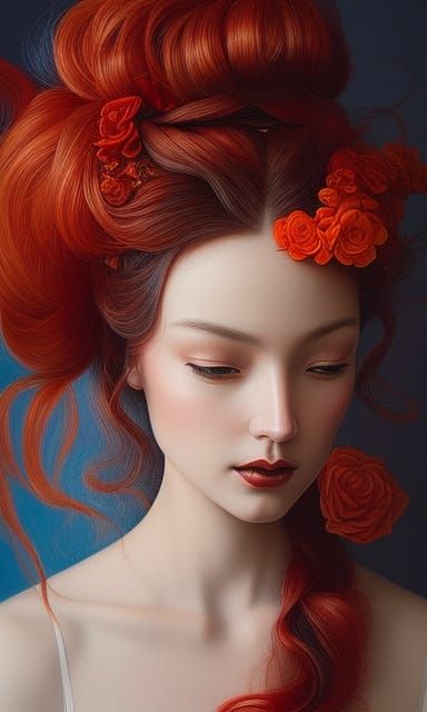 Red-Haired Cowgirl: Photorealistic Matte Painting