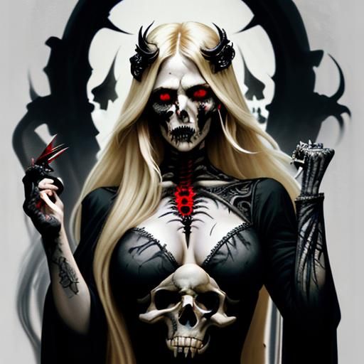 Macabre Gothic Graveyard Scene with Blond Woman