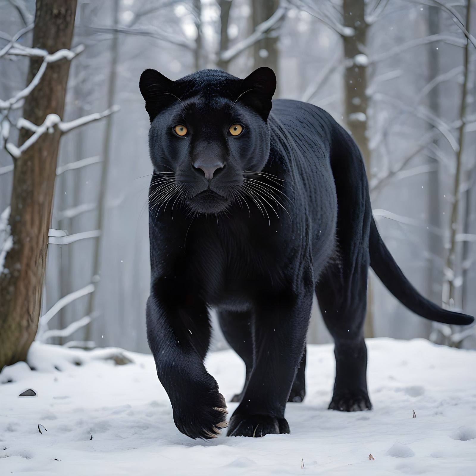 Majestic Black Panther Captured in Cinematic Winter Wonderla...