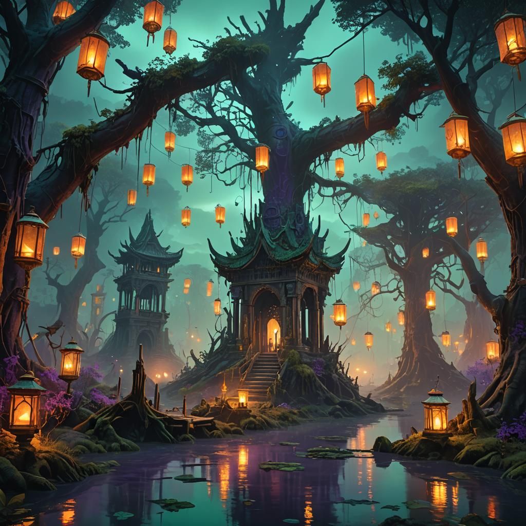 Mystical Swamp City Built on Giant Bones