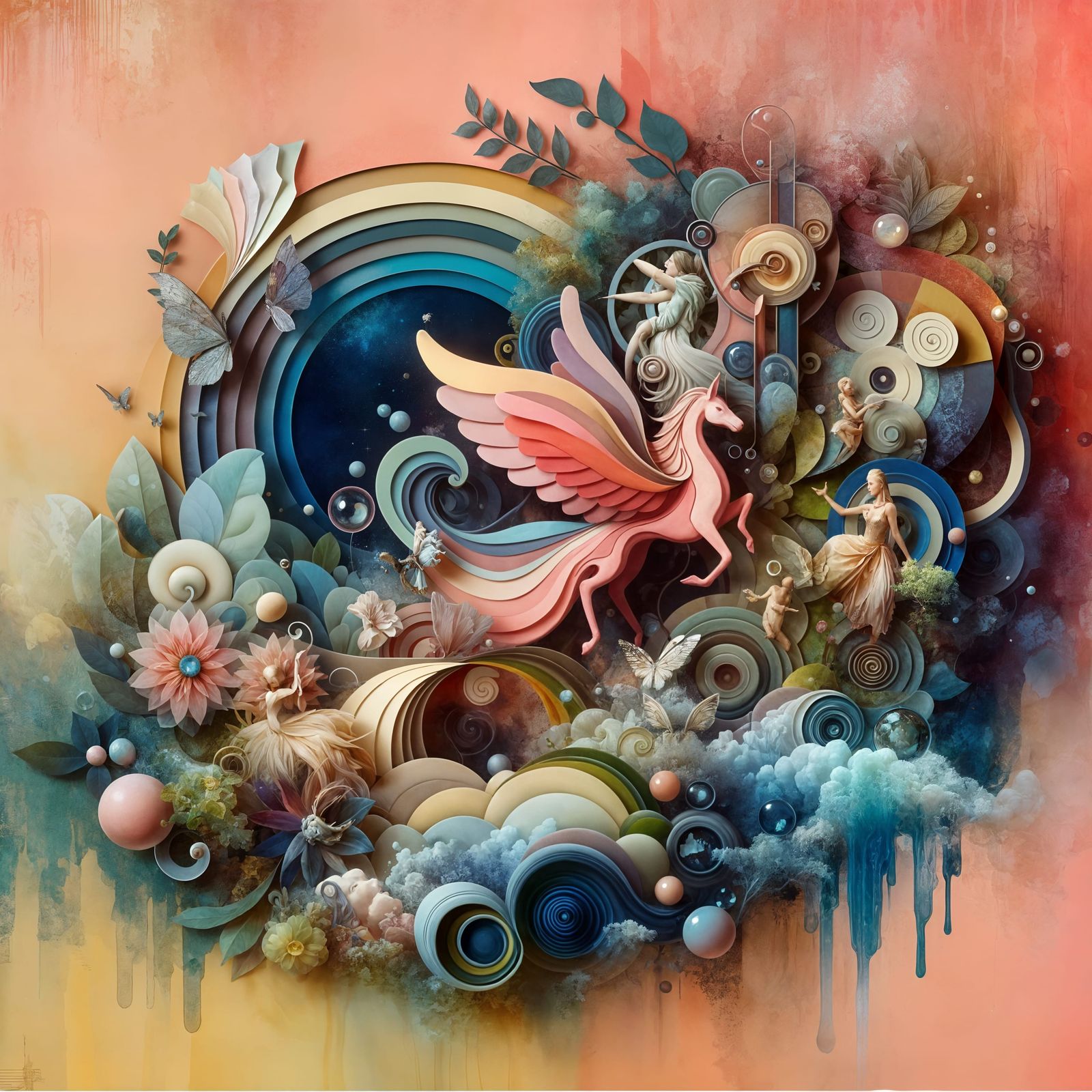 Enchanting Fairytale Collage in Decorative Style