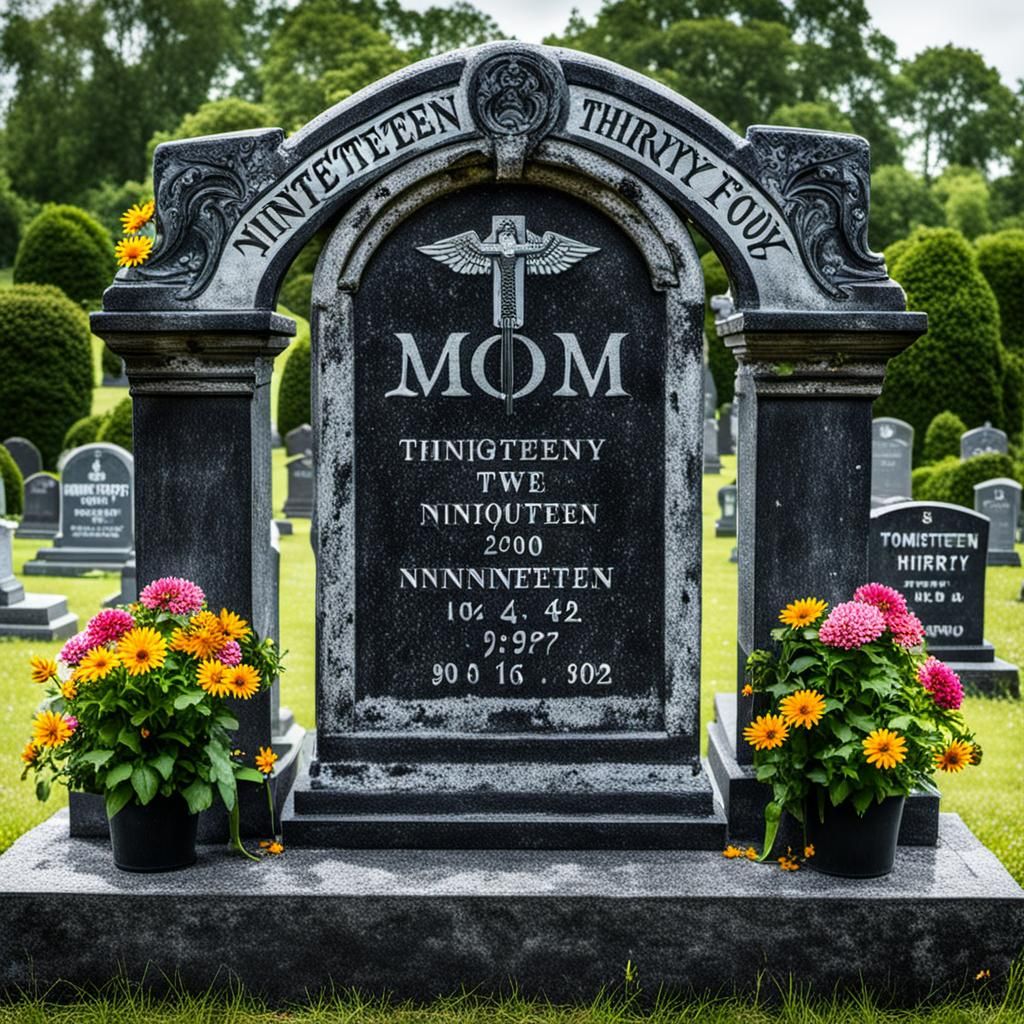 Cemetery Scene with Detailed Tombstones