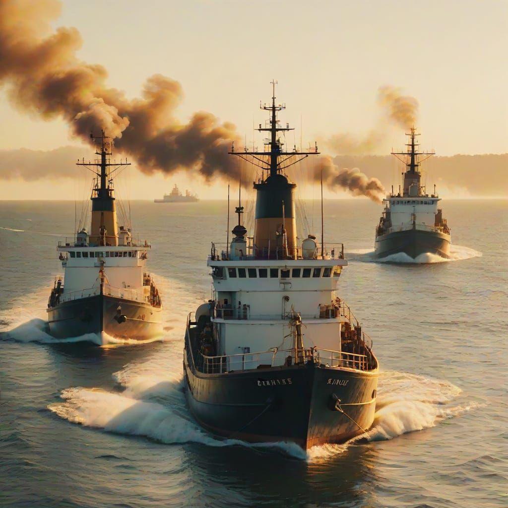 Cinematic Tugboat Scene at Golden Hour