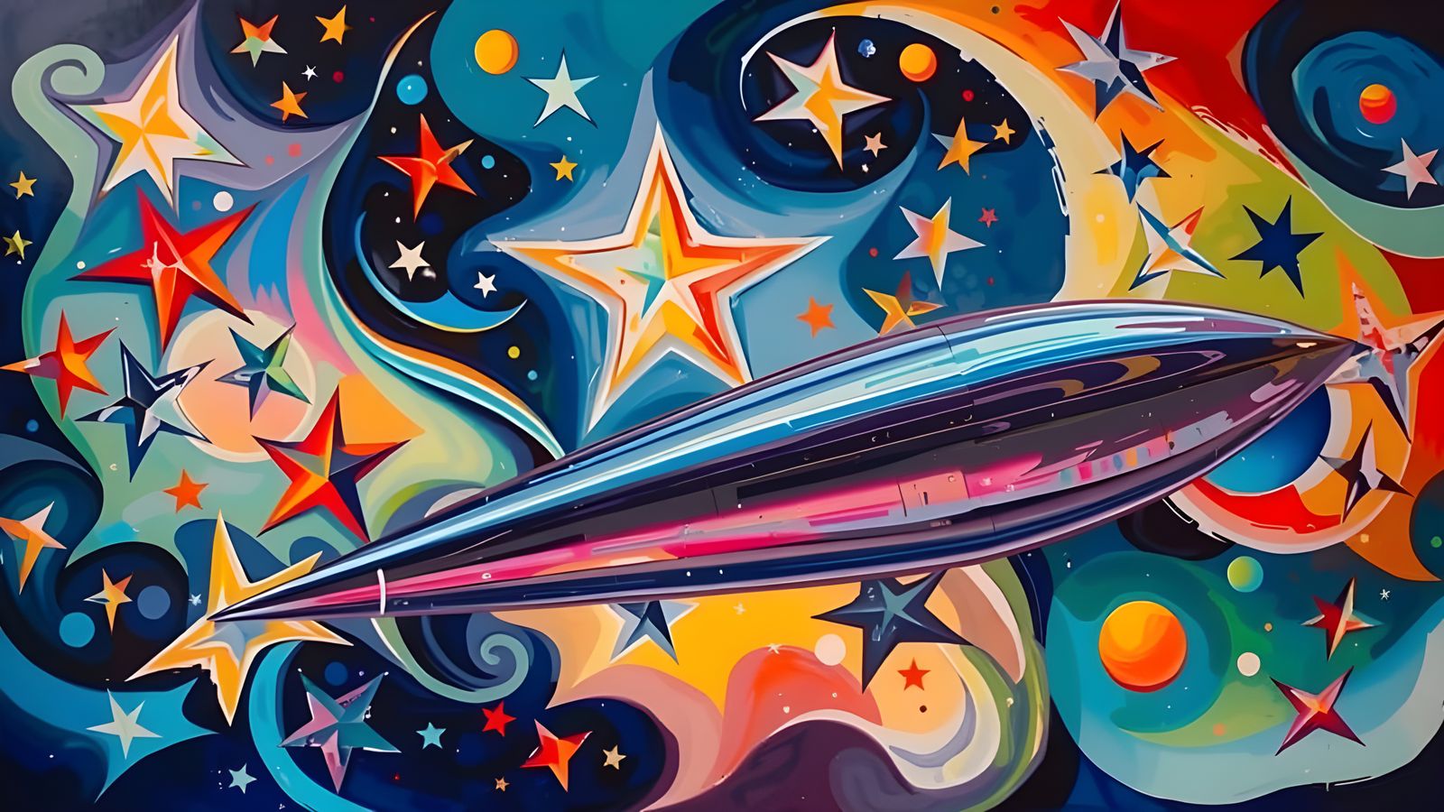 Stunning Silver-Blue Metal Cylinder in Whirling Cosmic Dance