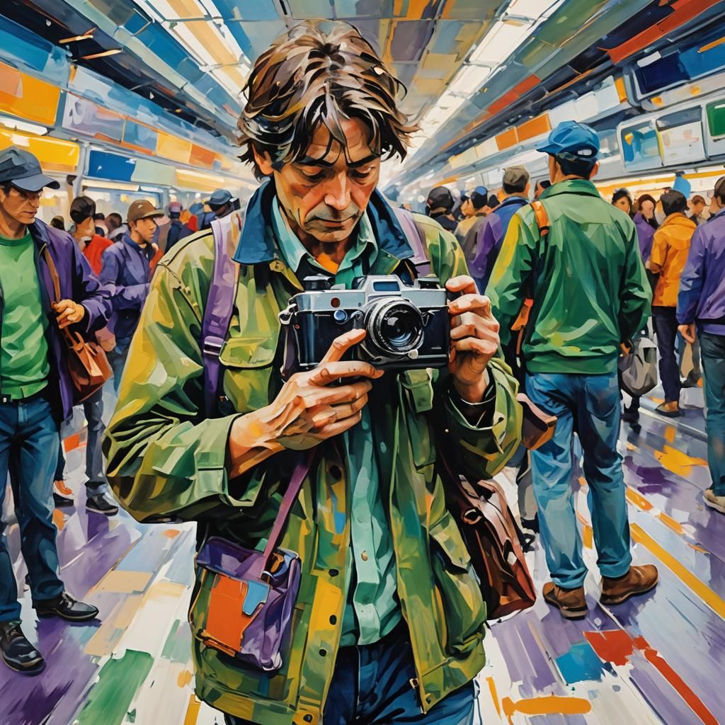 Abstract Expressionist: Person with Vintage Camera