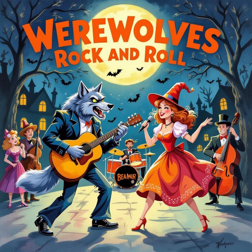 Werewolves Rock and Roll at Halloween Big Dance