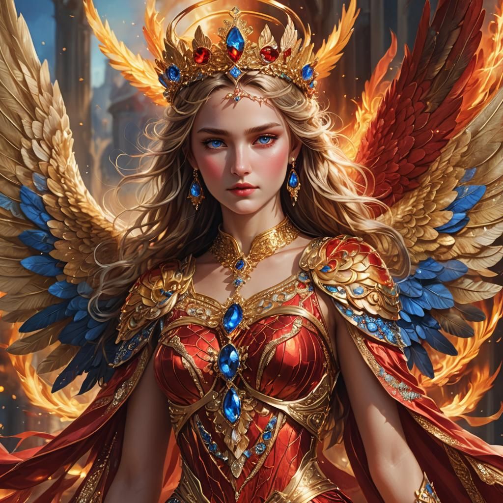 Radiant Angel with Crown in Fantasy Art Style