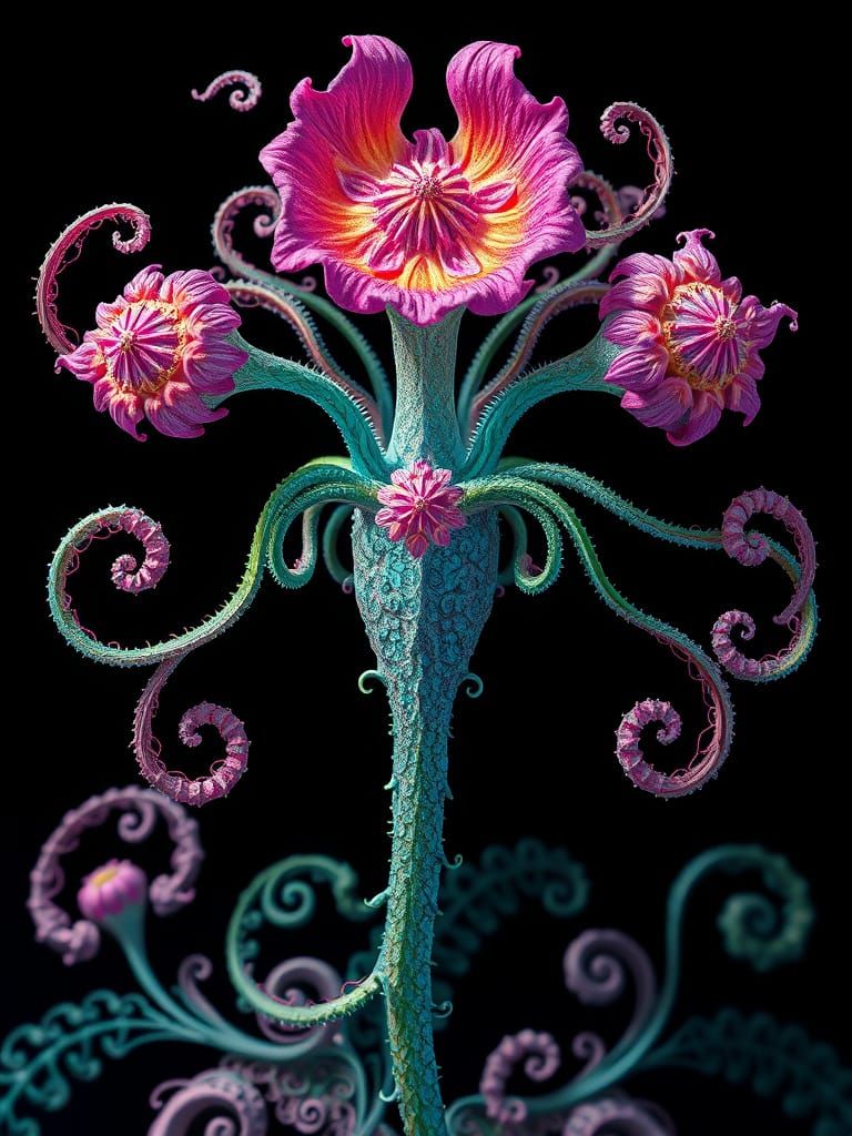 Alien Flowers with Baroque Swirls, Fractal Textures