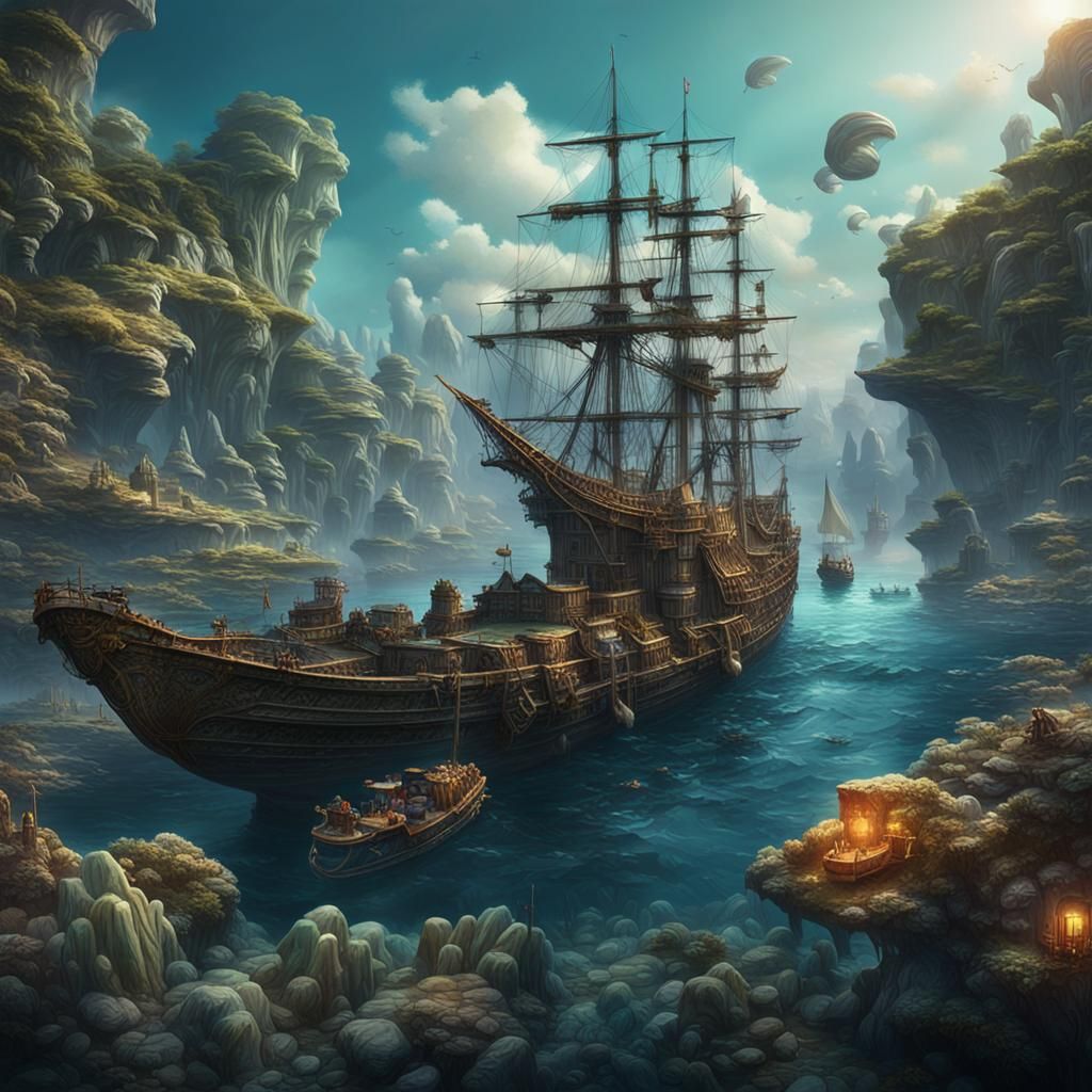 Dreamy Island Dive: Fantastical Concept Art