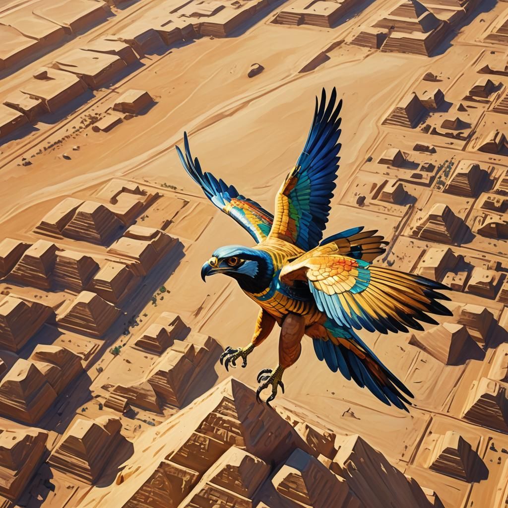 Horus the Falcon God Soars in Fauvist Painting