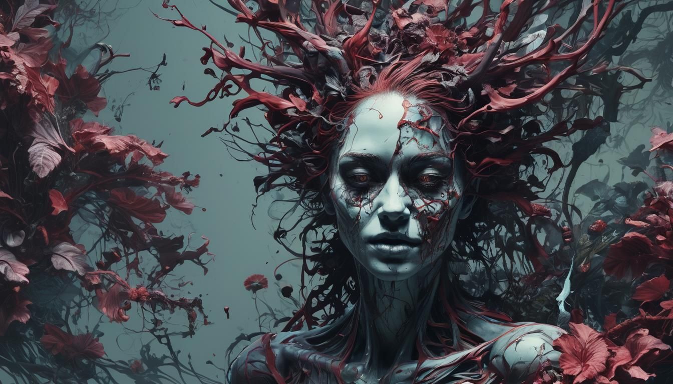 Ethereal Nightmare Realm in Inkblot Art Style