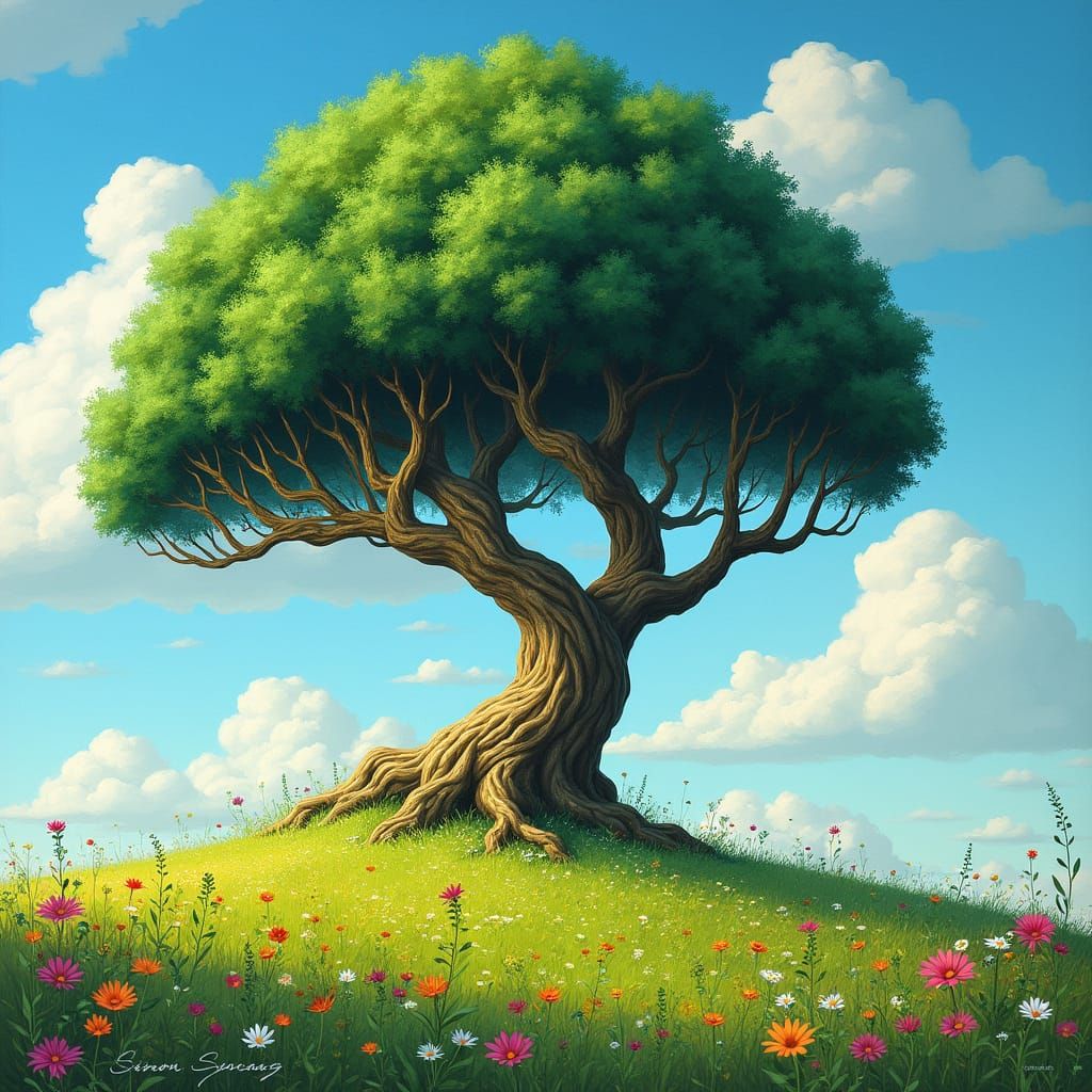 Twisted Tree Figure-Eights in a Whimsical Landscape