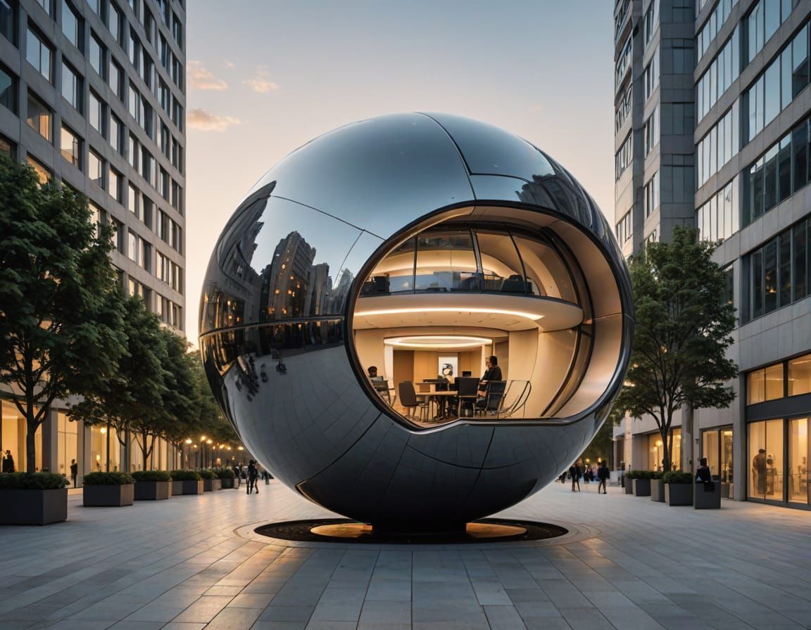 Futuristic Spherical Office Building in Minimalist Style