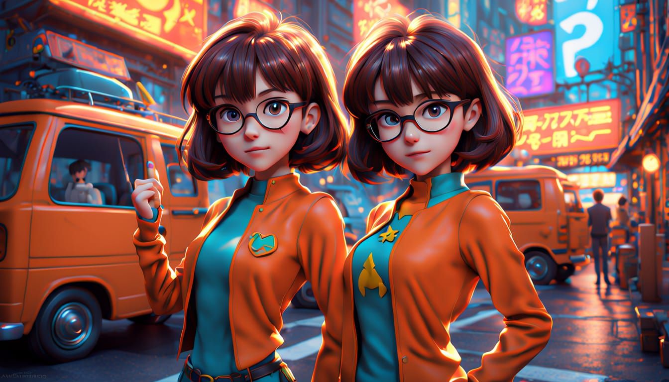 Robin and Velma Action Figure, Detailed Digital Art