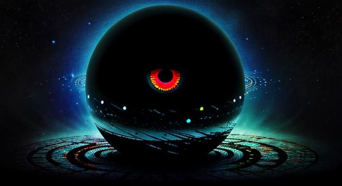 Surreal Black Orb with Psychedelic Eyes
