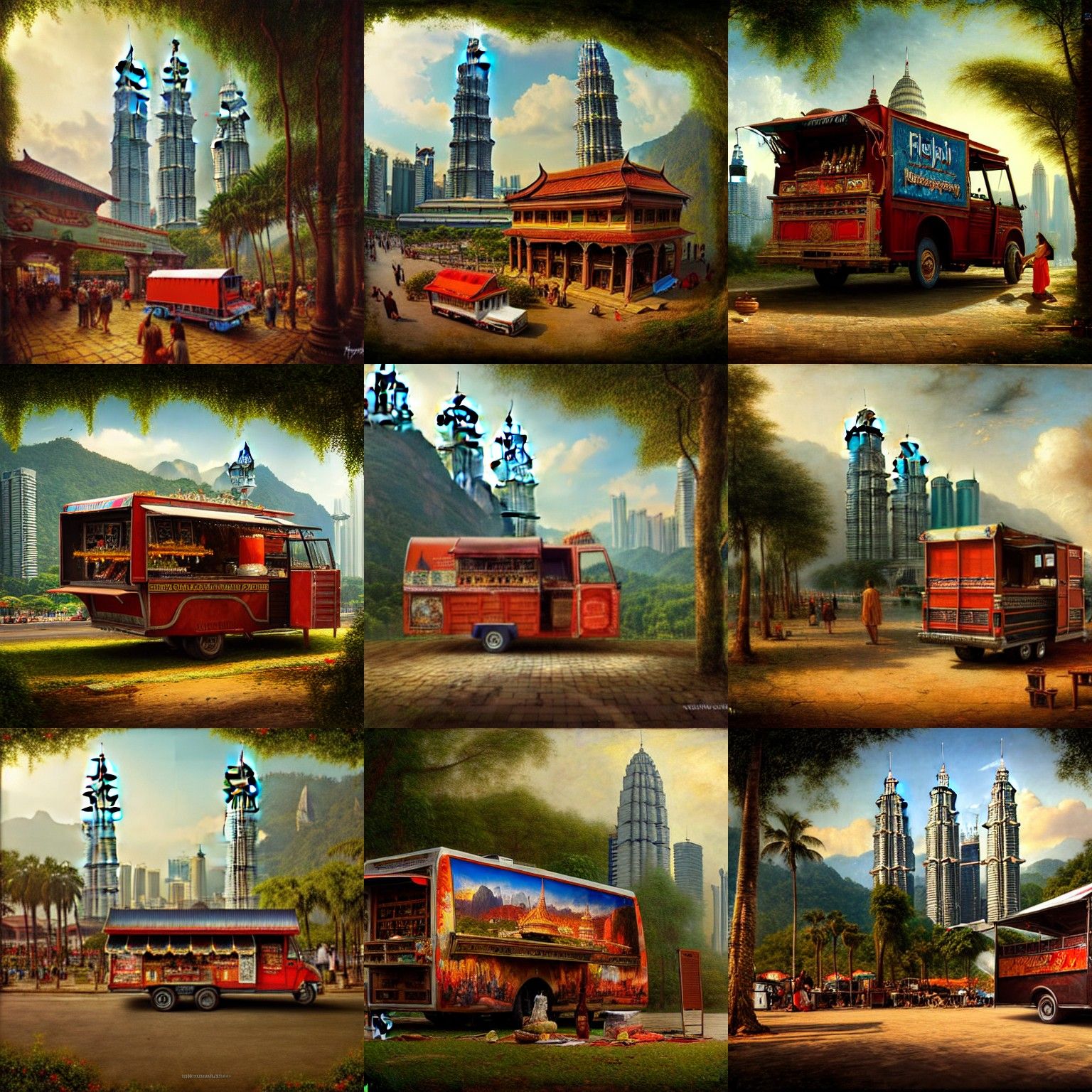 Kuala Lumpur Food Truck in Hyperrealistic Style