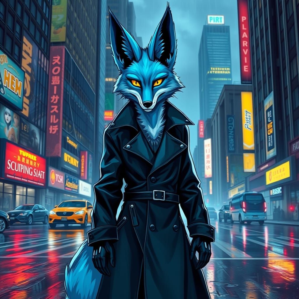 Sleek Cyberpunk Fox Embodies Futuristic Industrial Elegance