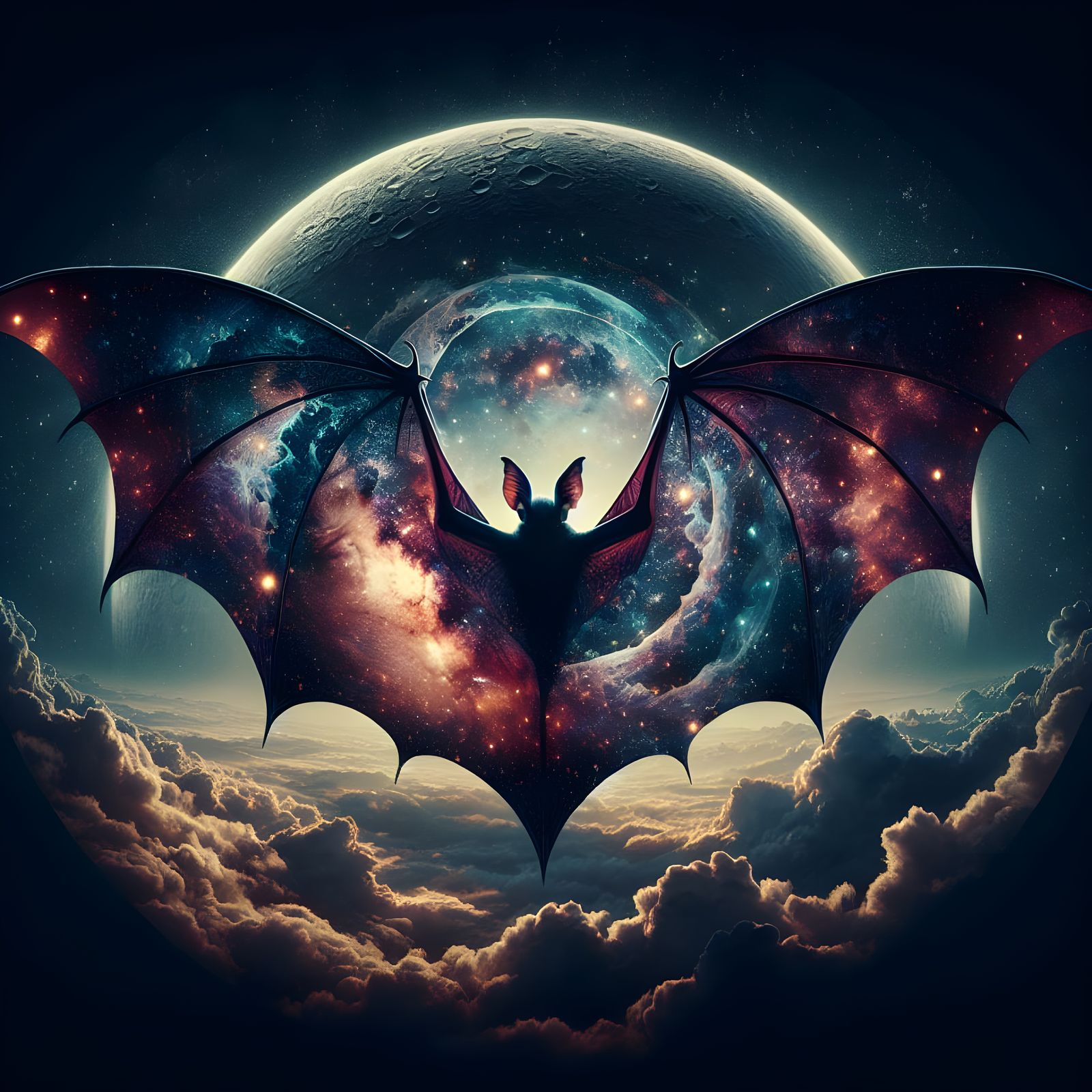 Galactic Moonlight Bat in Double Exposure