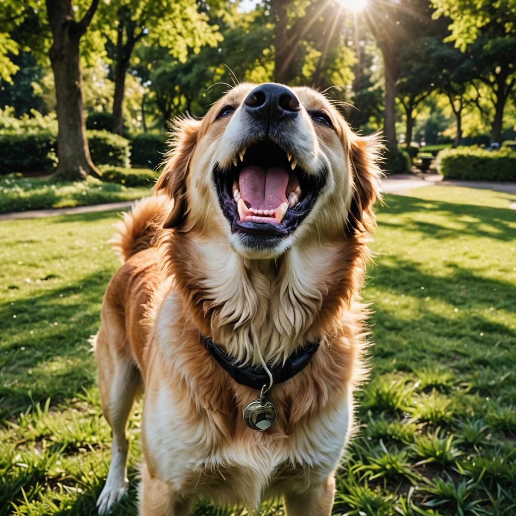 Happy Dog Sticking Tongue Out in Green Park