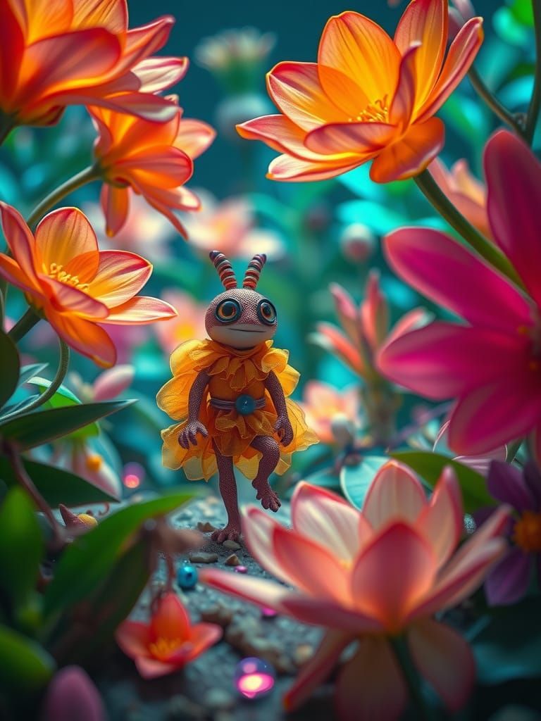Enchanted Micro-World: Whimsical Creatures in HDR Oil Painti...