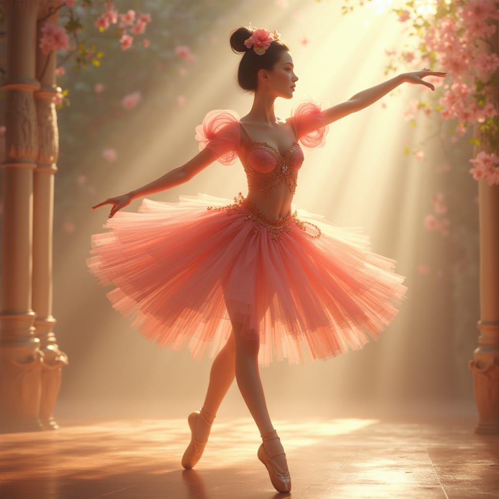 Ethereal Ballerina in Vibrant 3D Anime Style