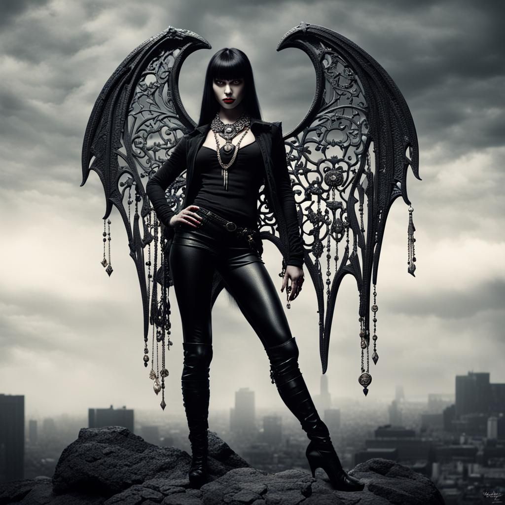 Hyperrealistic Vampirella in Dark Mood