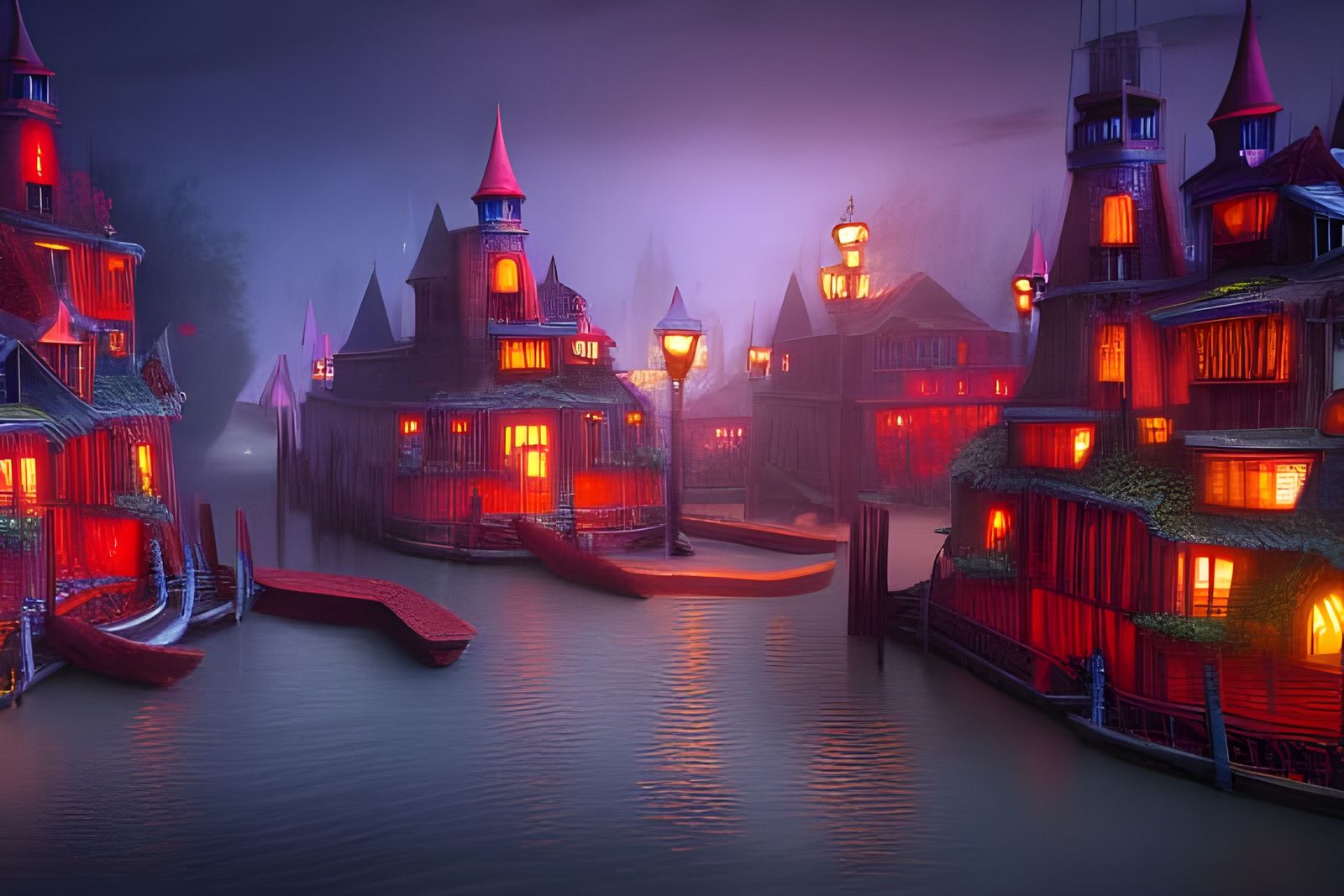 Fantastical Carnival Landscape in Matte Painting Style