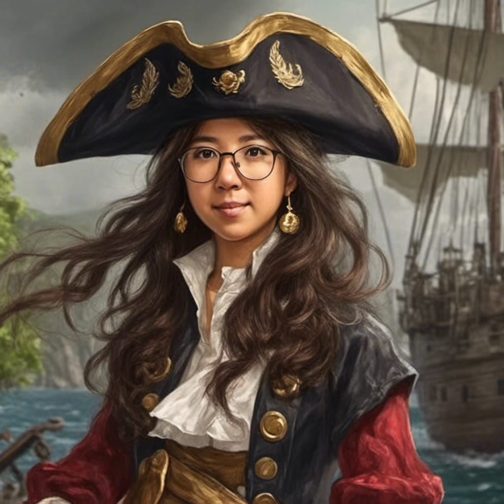 Hispanic Pirate Captain in Anime Key Visual Style