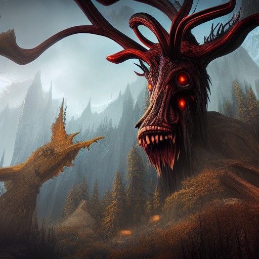 Detailed Wendigo Matte Painting in Fantasy Style