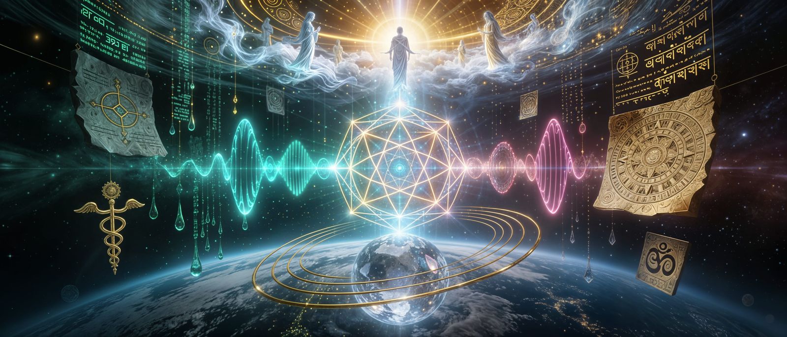Mystical Quantum Control Room with Luminous Energy Grid
