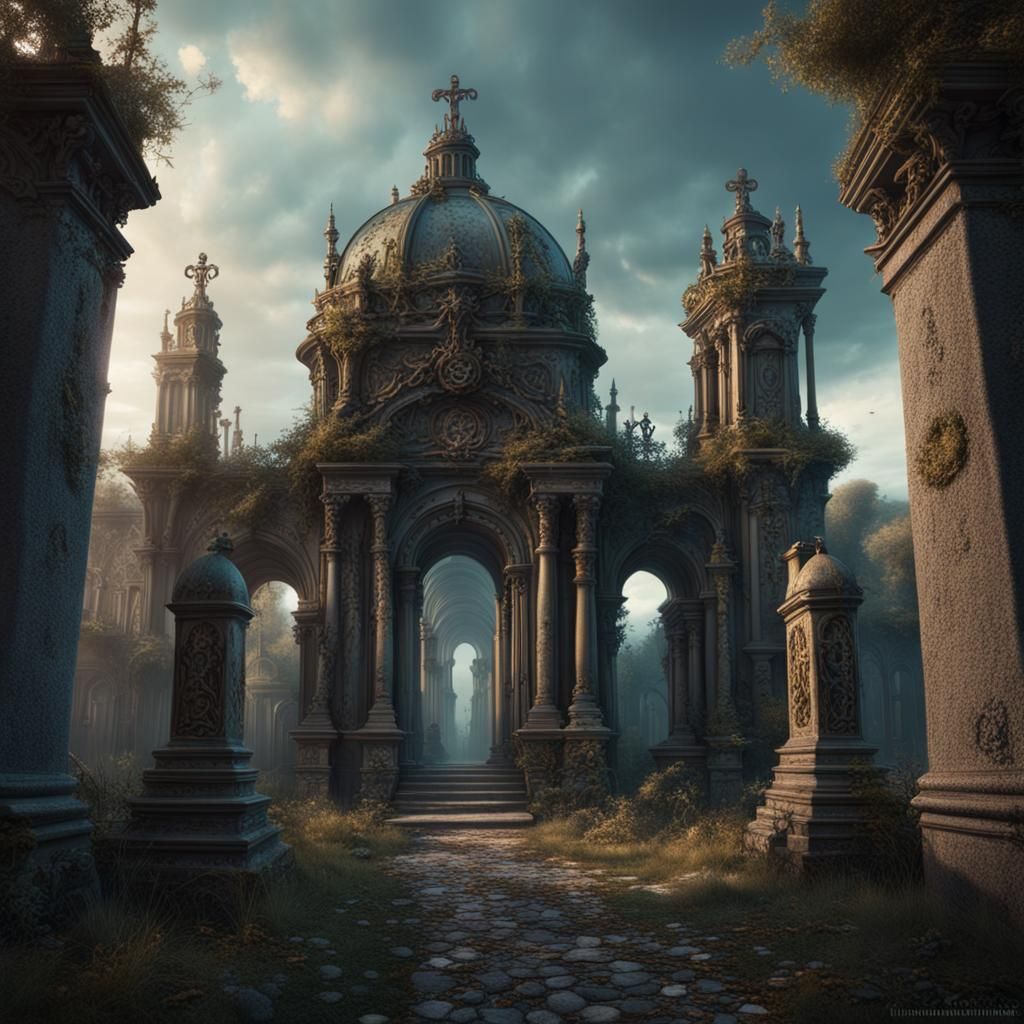 Joyful Spirits in a Legendary Cemetery: Fantasy Art