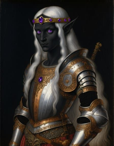 Drow Warrior in Renaissance Style Armor