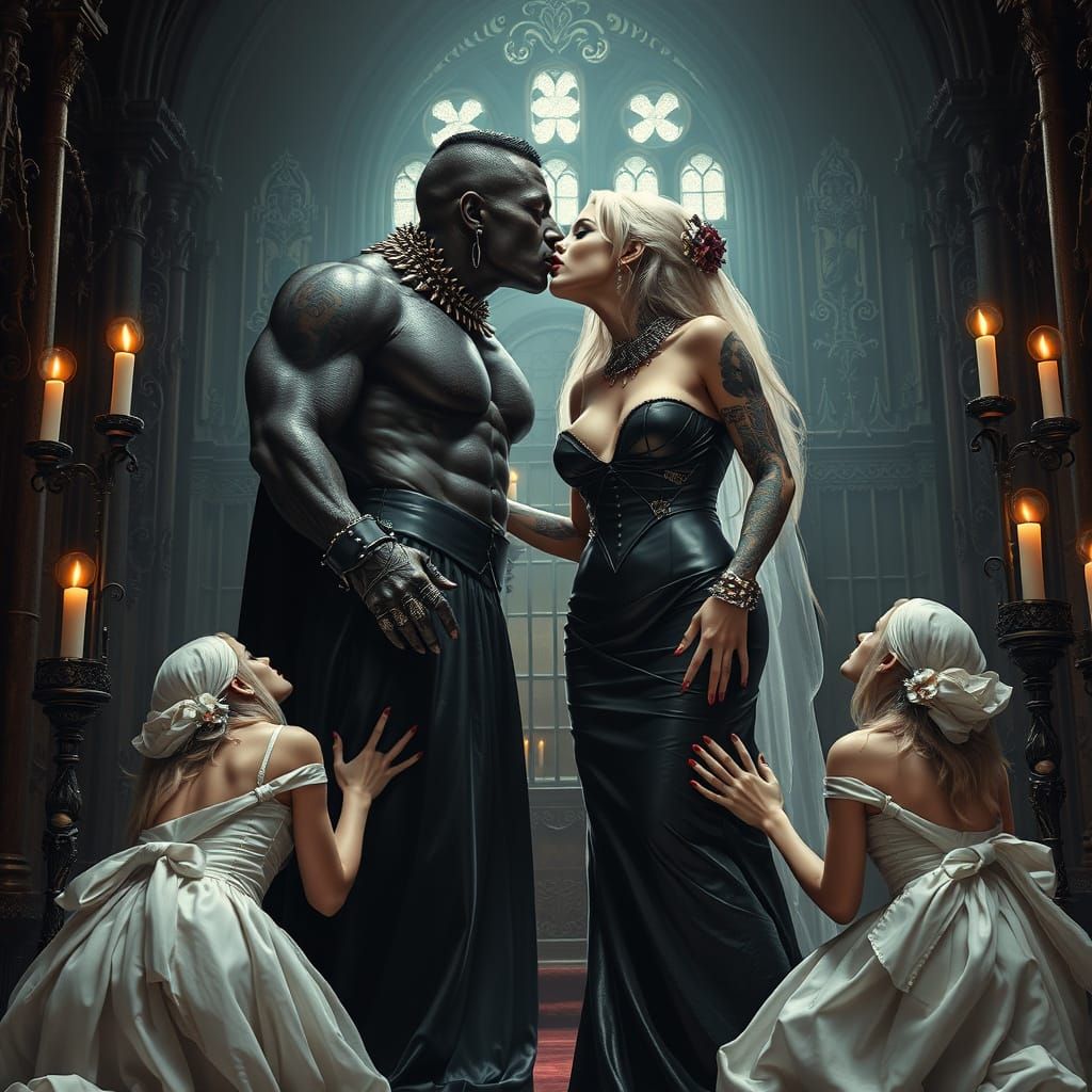 Macabre Gothic Vampire Romance in a Dark, Mysterious Church