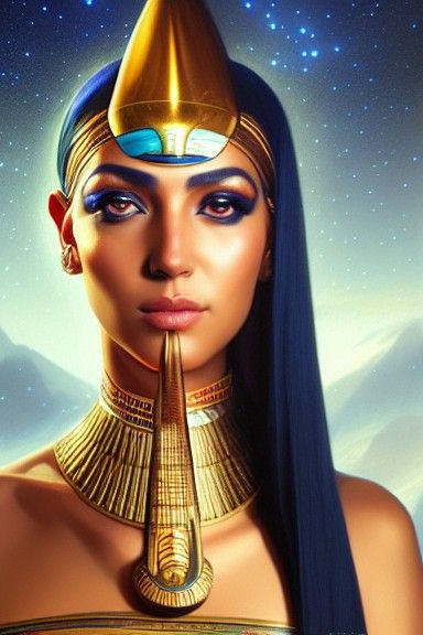 Egyptian Goddess Sothis with Sirius Star, Mystical Painting