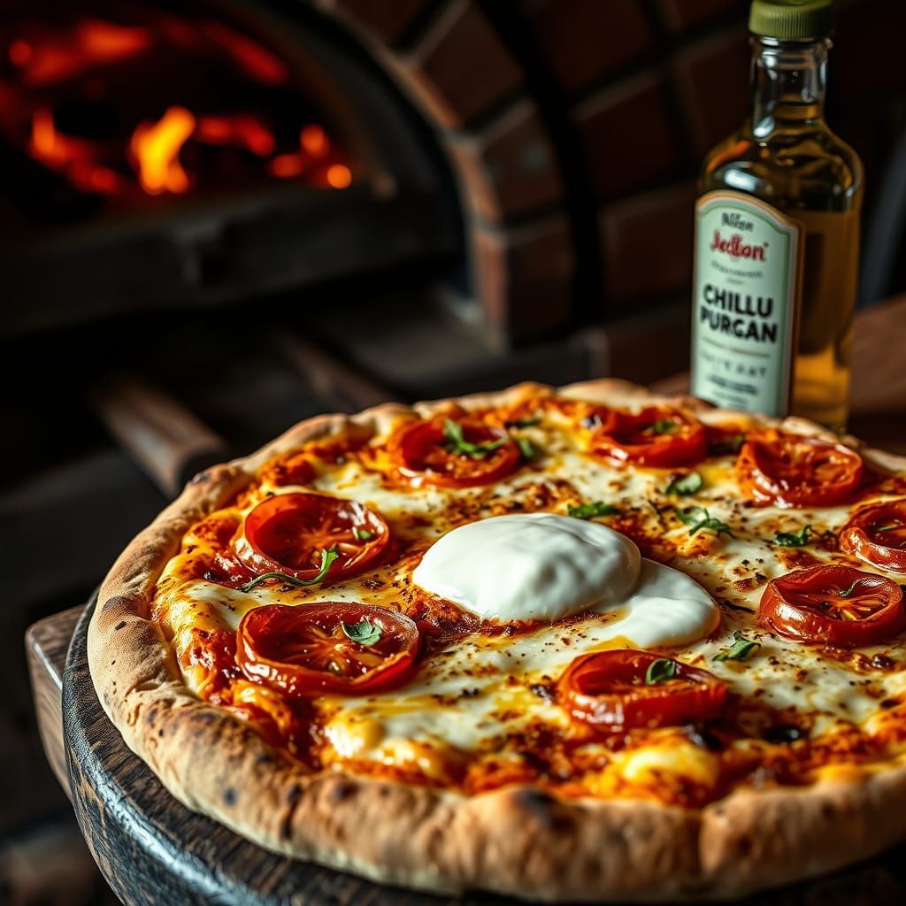 Delicious Parma Ham and Burrata Pizza Close-Up