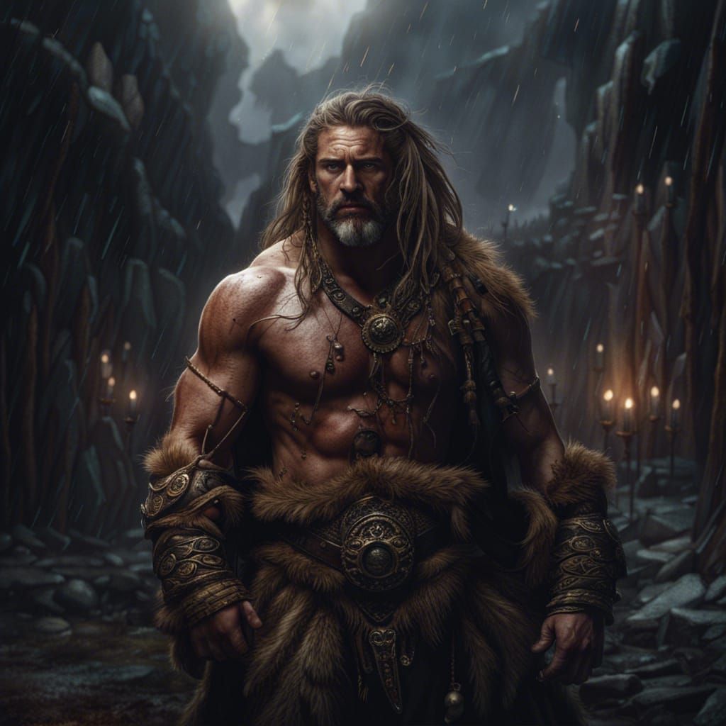 Magnificent Barbarian in a Detailed Digital Painting