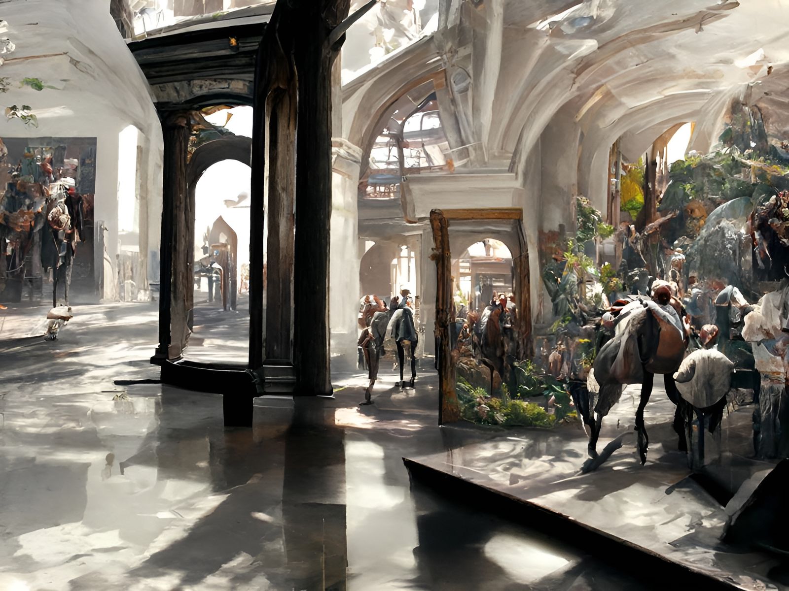 Nottingham Exchange Arcade Mural in Oil Painting Style