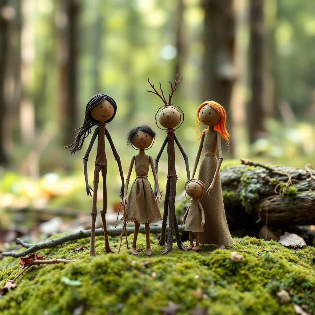 doll family, naive, primitive