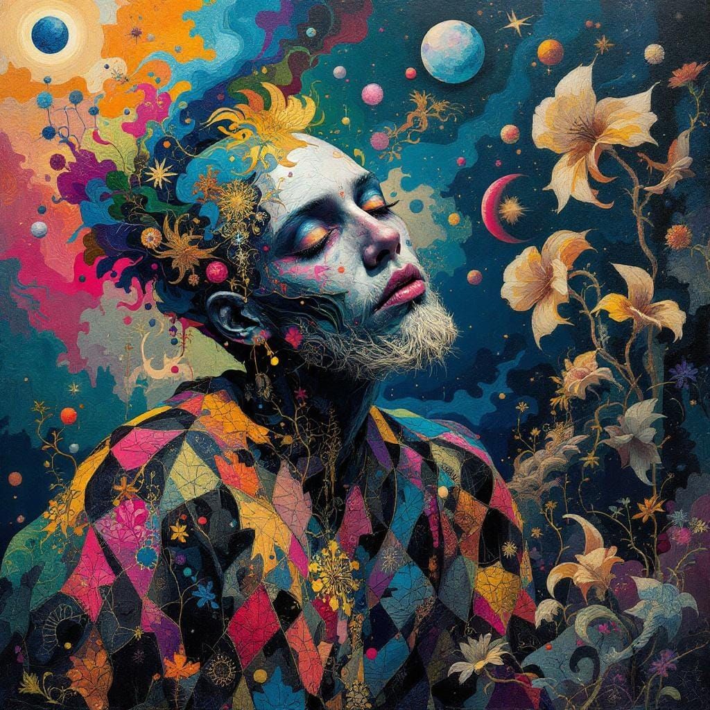 Dreamer Contemplating Ethereal Landscape in Surrealist Style